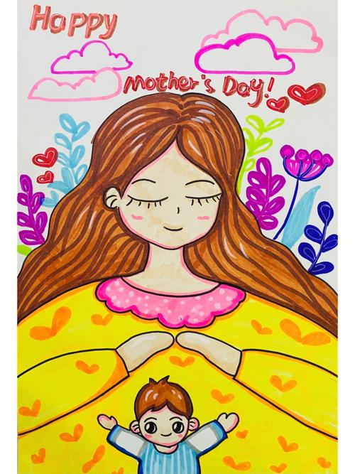 儿童画母亲节#少儿创意美术  #母亲节创意画