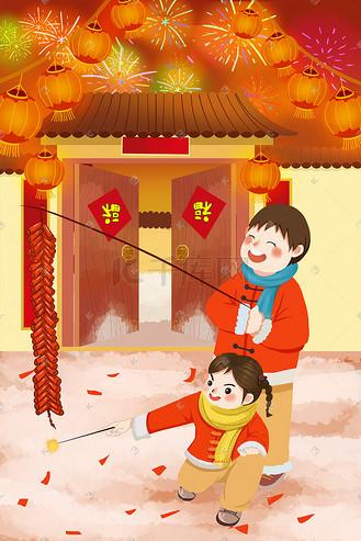 新年春节过节放鞭炮