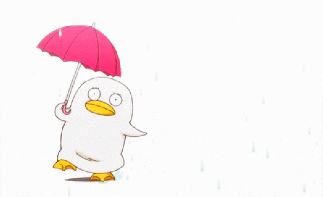 卡通鸭子粉色雨伞可爱下雨gif动图_动态图_表情包下载_soogif
