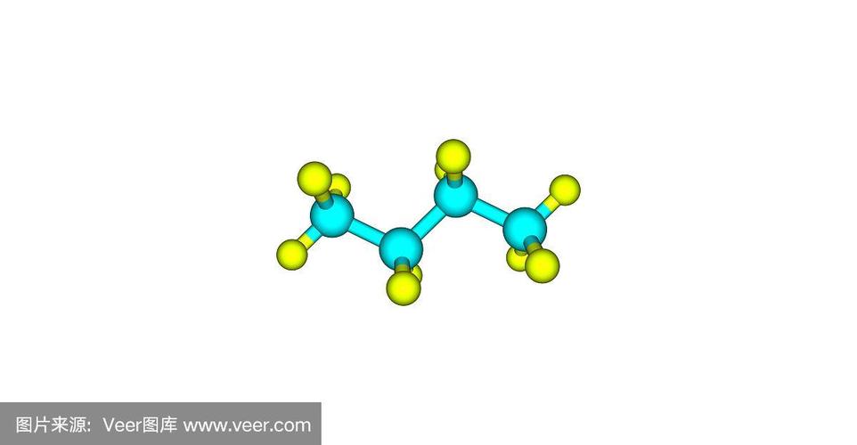 白色上孤立的丁烷分子结构