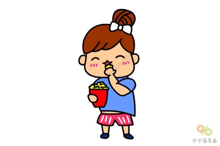 女孩拒绝吃零食简笔画 简笔画图片大全-蒲城教育文学网