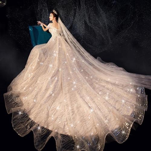 主婚纱2020新款新娘礼服2021豪华拖尾星空森系超仙梦幻