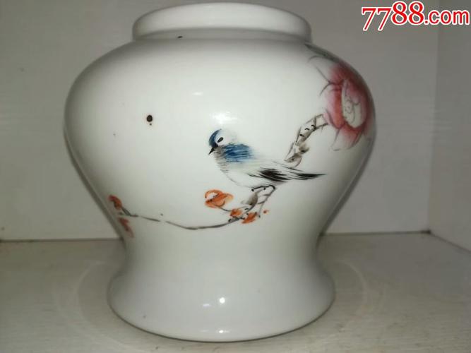 保真包老,大名家徐福茂手绘花鸟将军罐,绘制的太漂亮,画的题名和底款