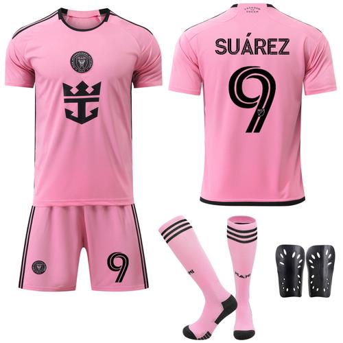 2425赛季新款迈阿密主场粉红10号梅西球衣套装9苏亚雷斯足球服