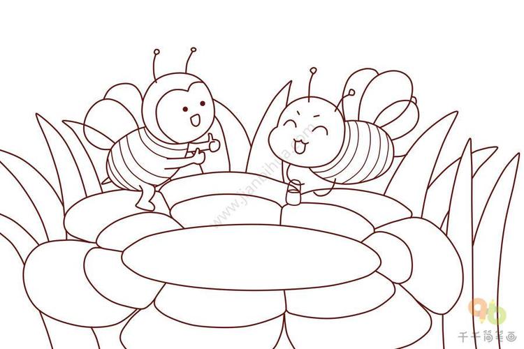 春天里忙着采蜜的小蜜蜂简笔画