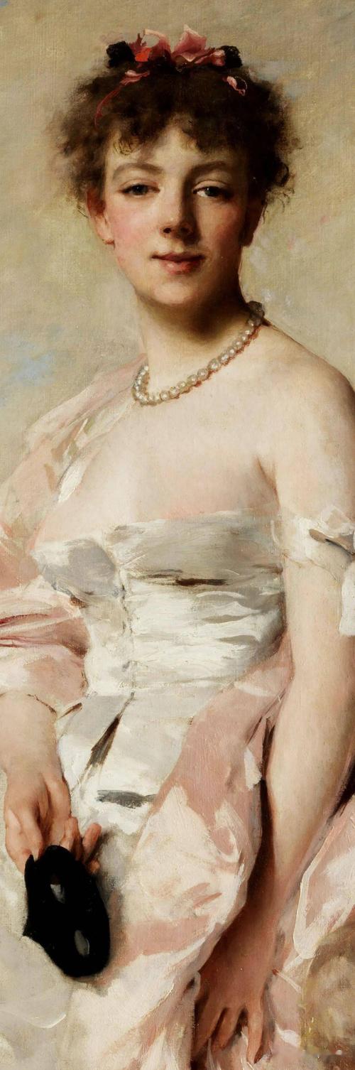 油画中的法国少女清纯唯美肤如凝脂