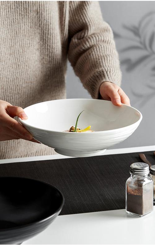 餐厅吃饭碗单个日式面碗简约创意个性木纹拉面碗陶瓷大号黑白汤碗