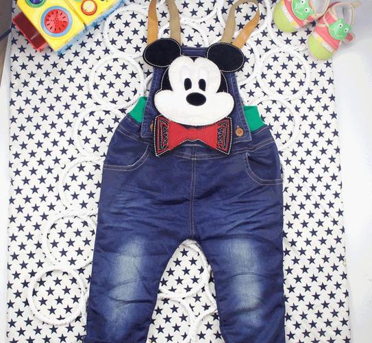 2014年最新秋款 带蝴蝶结的米奇可拆卸男宝宝背带裤