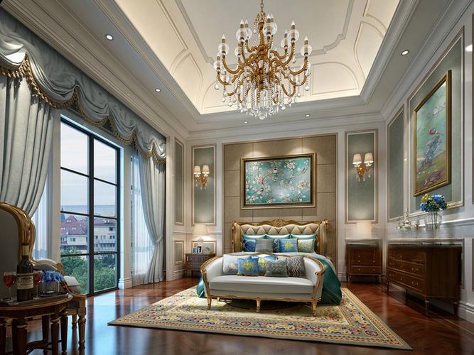 上海海源别墅800平法式风格别墅卧室装修效果图