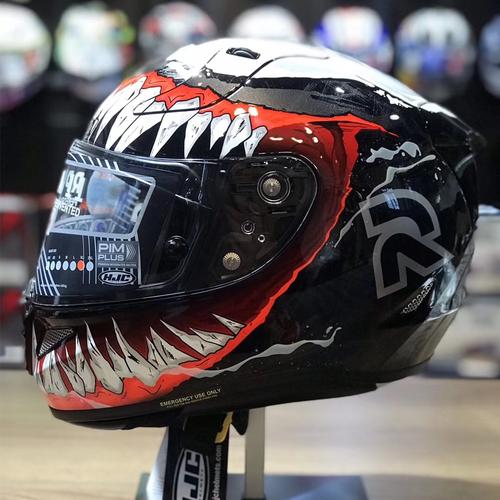 hjc毒液摩托车头盔二代碳纤维漫威个性限量全盔机车赛车头盔全盔