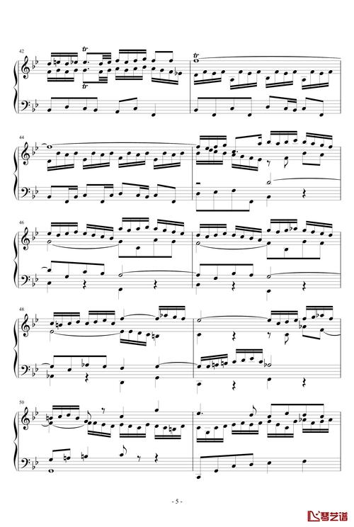 g小调赋格钢琴谱-j.s.巴赫5