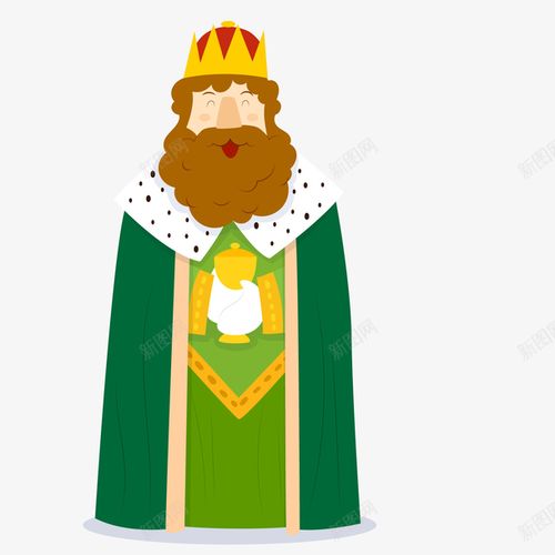 卡通穿绿色服装的国王矢量图