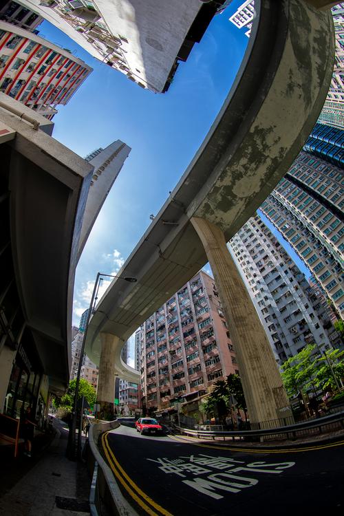 香港的街道楼宇-摄于香港西环山道(薄扶林道)
