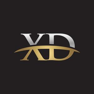 首字母 xd 金银耐克标志旋风 logo 黑色背景照片