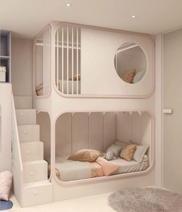 男女孩儿童房全屋定制创意上床下书桌高架床公主高低双层床城堡床