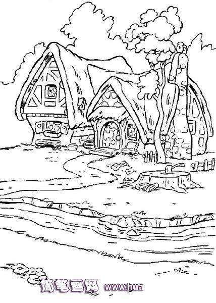 白雪公主森林的家简笔画