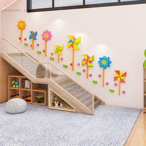 幼儿园楼梯墙面装饰创意走廊过道教室环境布置墙贴
