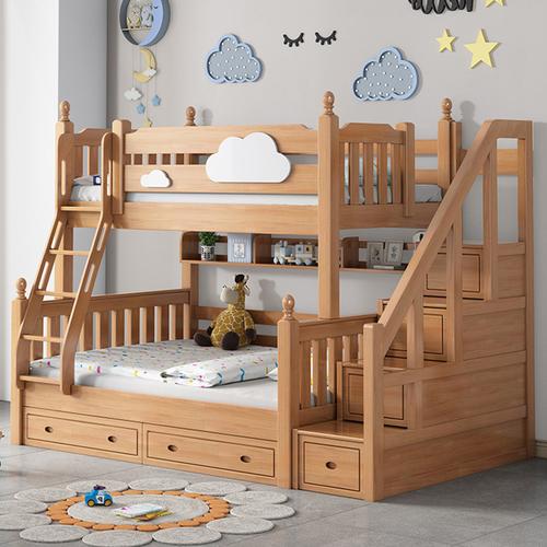 爱家生活全实木儿童床上下双层床橡木上下铺家用二层多功能子母床