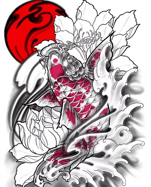 高手在民间#传统锦鲤纹身手稿分享,喜欢这种风格的朋友可以收藏转发