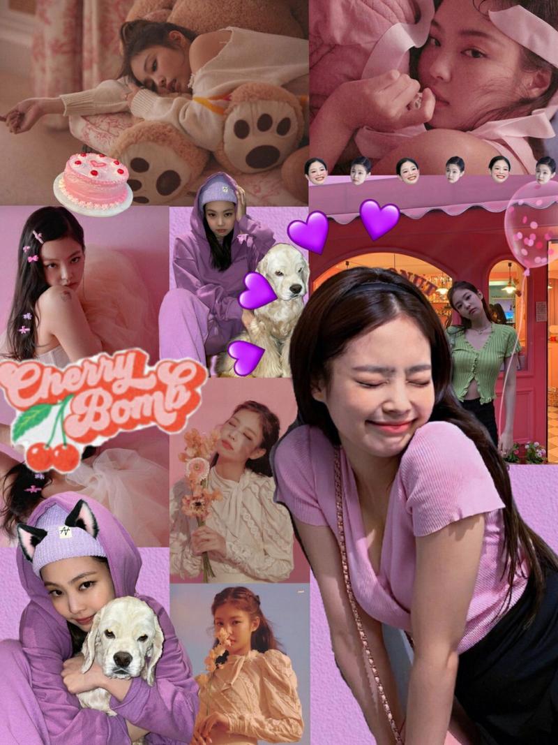 jennie壁纸 因为好朋友喜欢jennie,收集然后p了一张粉紫色的jennie!