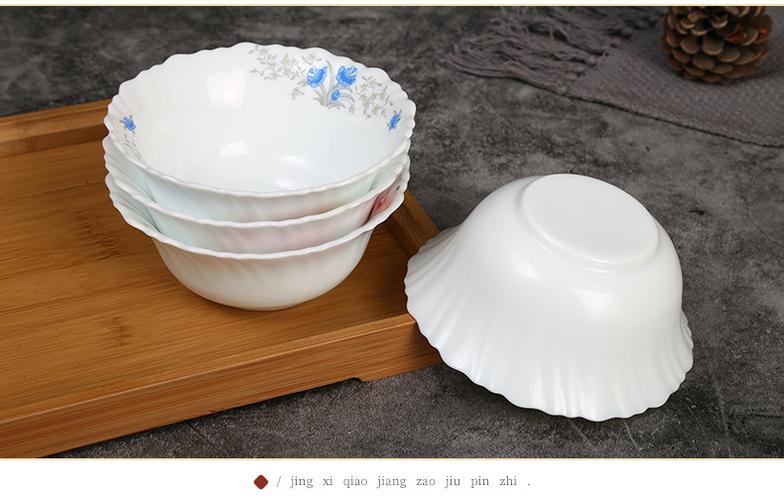 锦尚时代白玉碗玻璃餐具套装创意饭碗乳白玻璃家用小号碗碟套餐