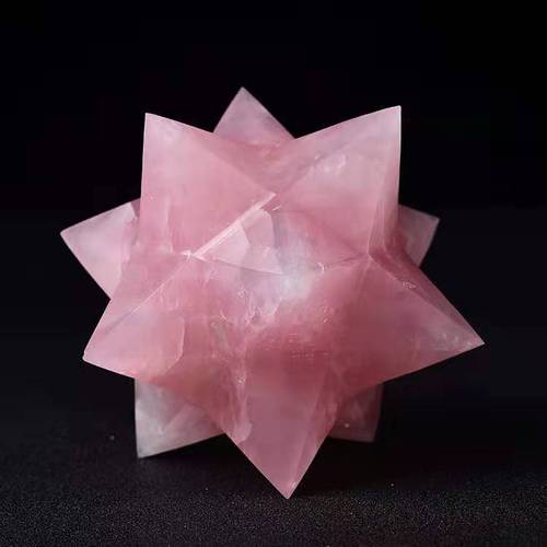 天然粉水晶梅尔卡巴半宝石水晶摆件几何水晶工艺品批发