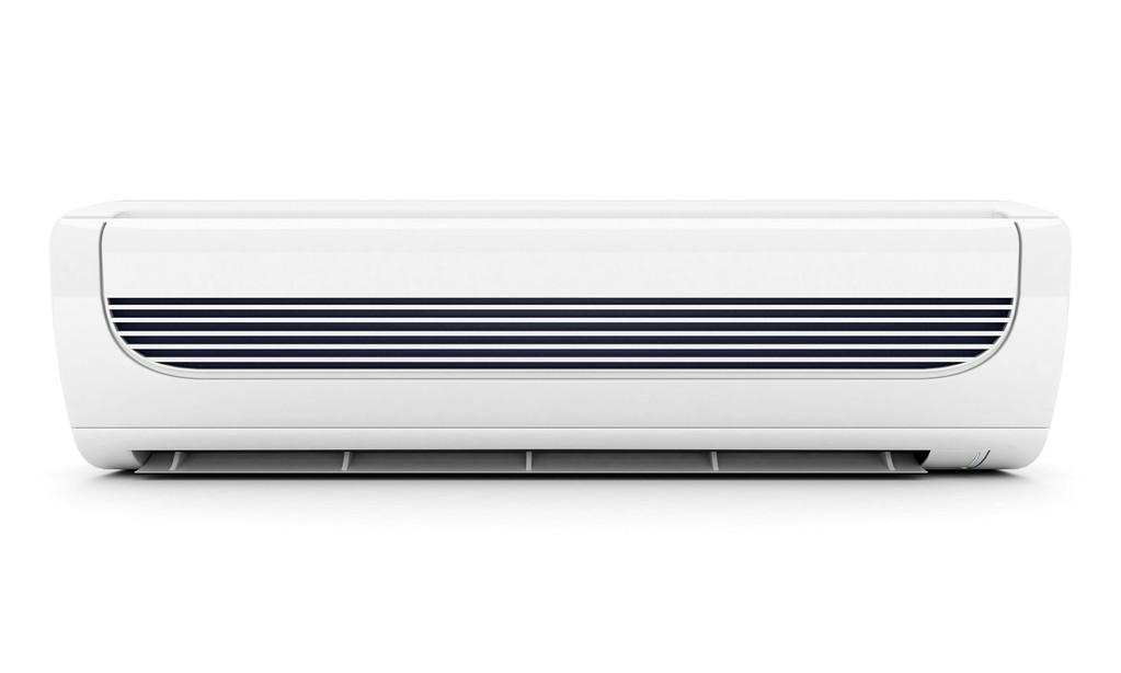 现代空调冷气机,现代空调被隔绝在白色背景上的图像