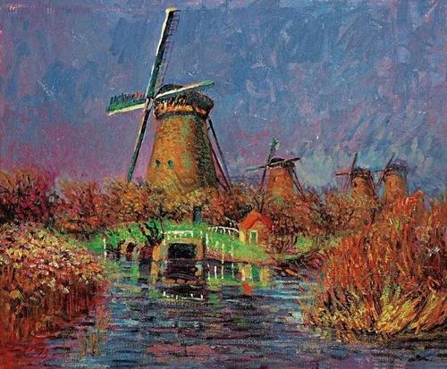 帮我找一下荷兰的风车,要油画的,最好一到两张!谢谢!