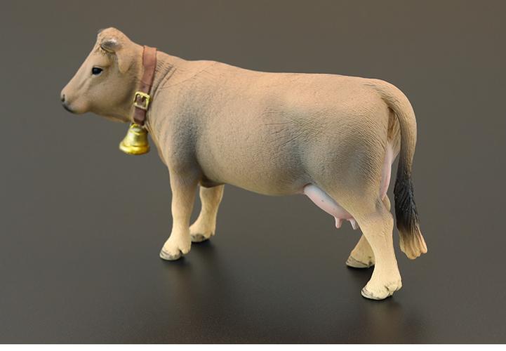 儿童仿真动物玩具野生动物模型套装 实心水牛黄牛奶牛野牛斗牛 园 浅