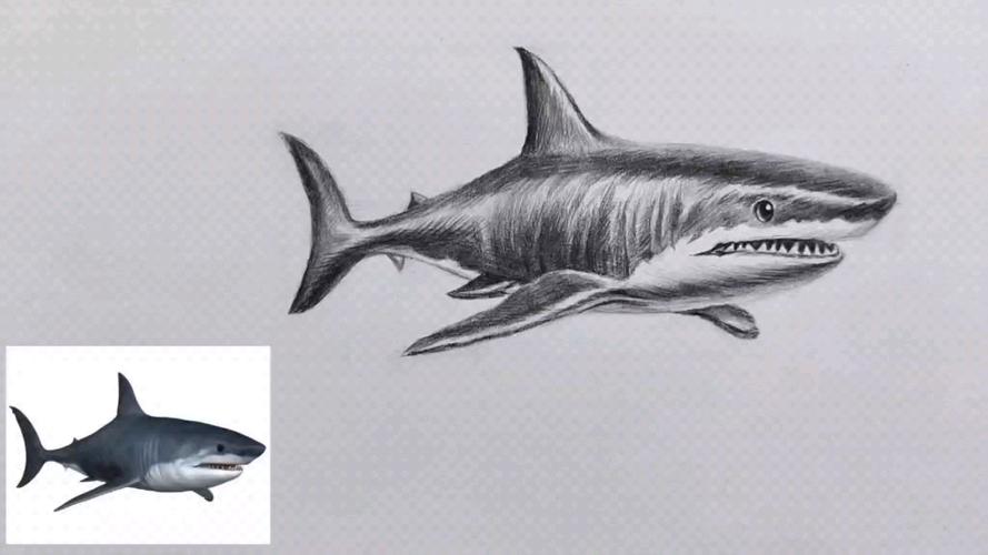 简单易学的素描鲨鱼画法