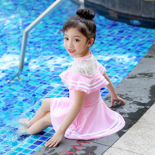 儿童泳衣女女童中大童连体公主裙式游泳衣可爱宝宝婴幼儿小童泳装