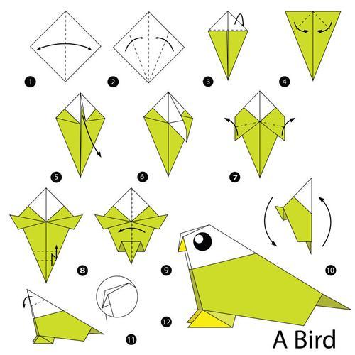 飞行动物折纸过程步骤图