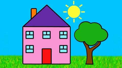 趣味儿童画画《房子,树》