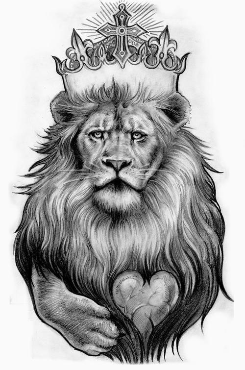 狮子头纹身手稿黑色纹身狮子头纹身手稿