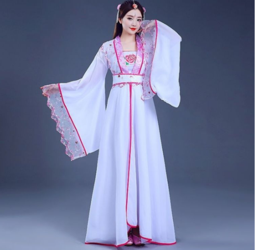 广袖汉服女学生古装长款超仙仙女裙舞蹈服表演服襦裙中国风连衣裙