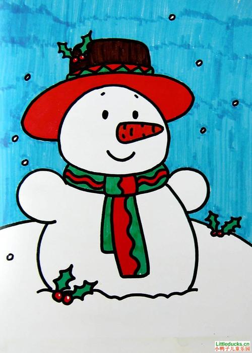 儿童绘画作品圣诞雪人