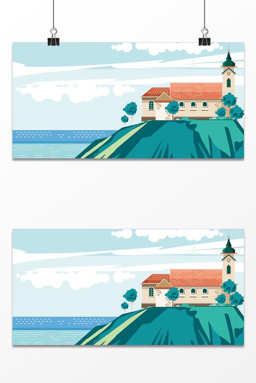 手绘夏天海洋海岛海报背景模板免费下载 _广告设计图片设计素材_【包