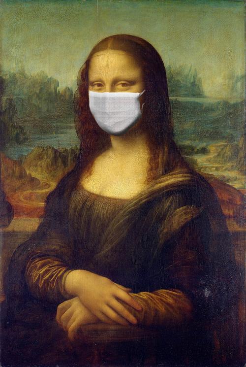 病毒之下蒙娜丽莎都要带口罩创意图片