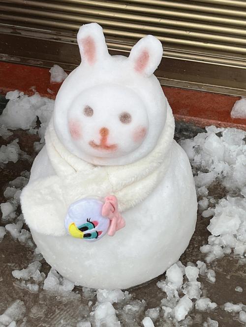 堆雪人啦好可爱的兔子