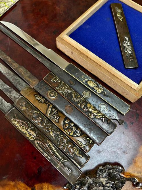 日本武士盔甲 金工 铜器 紫斑铜 百年老物件～可以自己改作茶刀,勺子