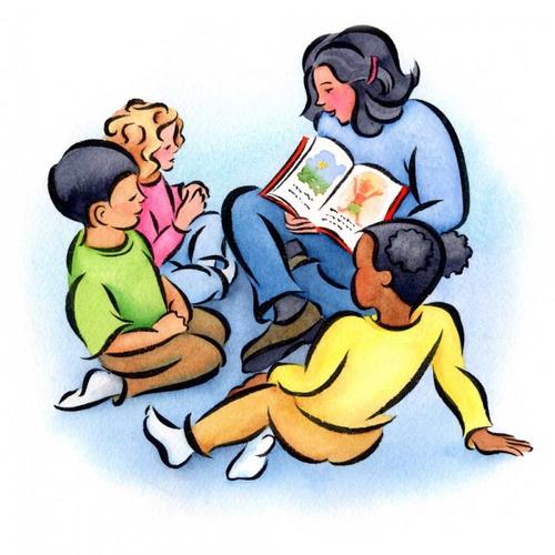 clip art mom reading book together