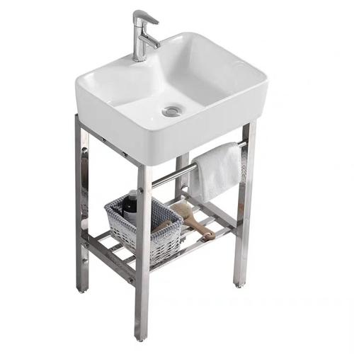 不锈钢洗脸盆柜组合落地支架简易小型浴室卫生间洗潄台洗手池一体