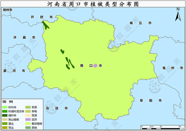 2000年河南省周口市植被类型分布数据
