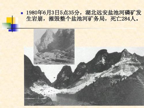 1980年6月3日5点35分,湖北远安盐池河磷矿发 生岩