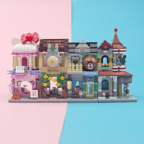 玩具loz俐智迷你街景商业街商店模型城市建筑塑料积木