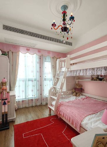2022北欧温馨粉红女孩儿童卧室装修效果图
