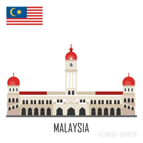 插画 马来西亚地标. 苏丹阿卜杜勒·萨马德宫.