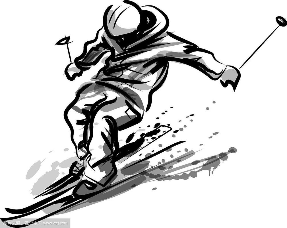 墨水素描滑雪