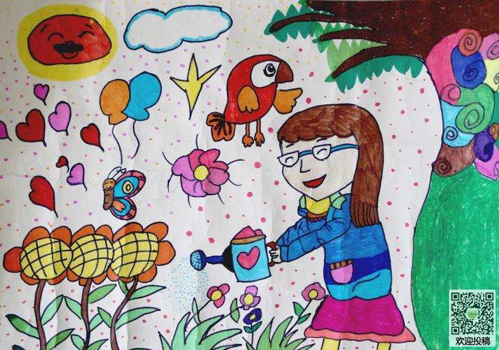 教师节儿童画图片-老师是园丁