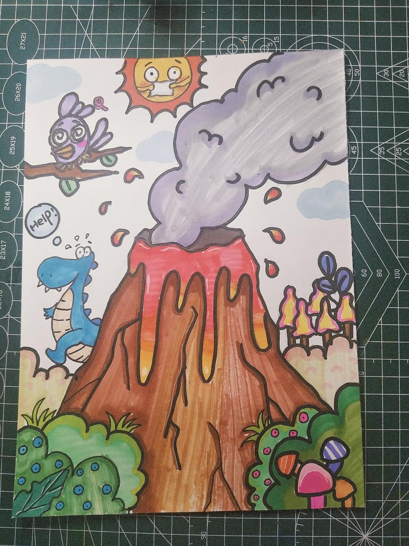 火山爆发火山喷发儿童画简笔画 火山爆发火山喷发儿童画简笔画